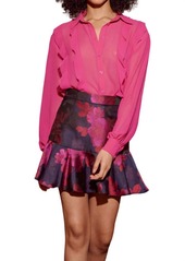 Lucy Lotus Mini Skirt In Navy Pink