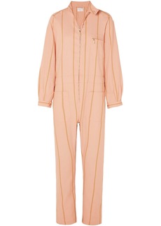 LUCY FOLK - Striped cotton-blend jumpsuit - Pink - S