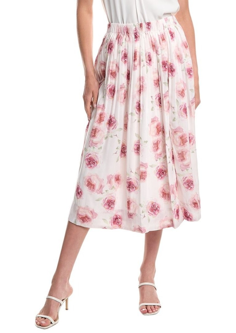 Lucy Paris Cora Tiered Linen-Blend Midi Skirt