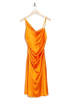 Lucy Paris Pierre Ruched Satin Dress in Tangerine at Nordstrom Rack