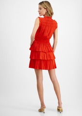 Lucy Paris Women's Tory Pleated Ruffled Dress - Red Orange Redor