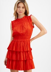 Lucy Paris Women's Tory Pleated Ruffled Dress - Red Orange Redor