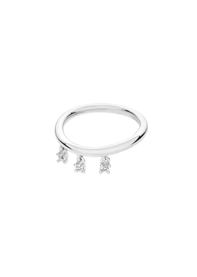 Lucy Quartermaine Tri Skinny Drip ring with white Topaz Size K - Silver