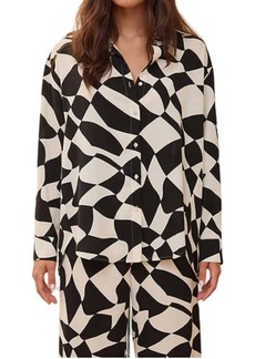 Lucy Maggie Button Down Blouse In Black/white