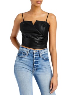 Lucy Mia Womens Faux Leather Faux Wrap Tank Top