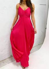 Lucy Rose Pleated Maxi Dress in Fuchsia