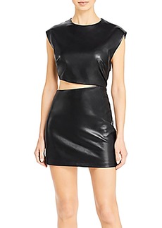Lucy Rosie Womens Faux Leather Cut-Out Mini Dress