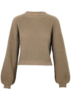Lucy Sam Puffed Sleeve Sweater In Brown