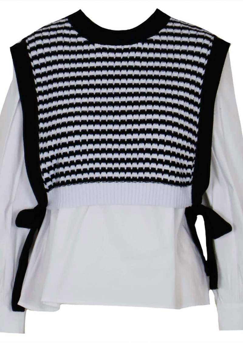 Lucy The Billie Mixed Sweater In White And Black