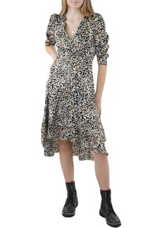 Lucy Womens Animal Print Hi Low Fit & Flare Dress