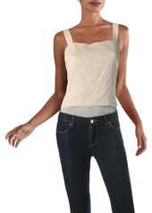 Lucy Womens Button Back Textured Crop Top