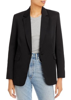 Lucy Womens Collared Padded Shoulder One-Button Blazer