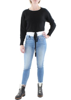 Lucy Womens Cropped Knit Pullover Top