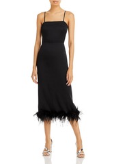 Lucy Womens Faux Feather Trim Back slit Cocktail and Party Dress