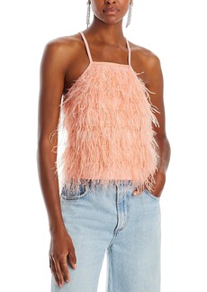 Lucy Womens Feathered Tank Halter Top
