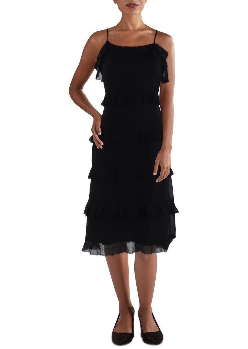 Lucy Womens Ruffled Midi Cocktail And Party Dress