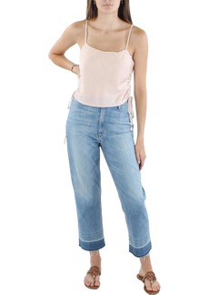 Lucy Womens Satin Shirred Cropped