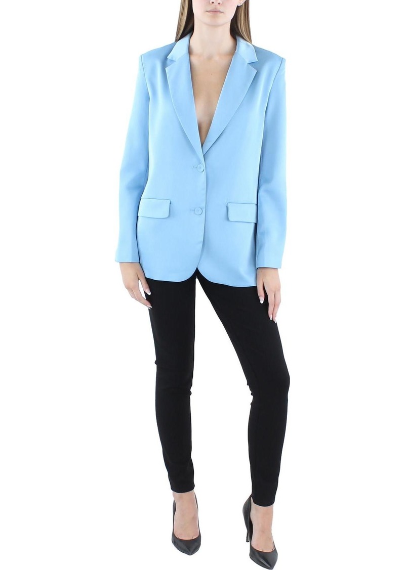 Lucy Womens Satin Suit Separate Two-Button Blazer