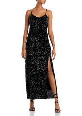 Lucy Womens Side Slit Long Cocktail and Party Dress