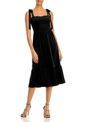 Lucy Womens Tie Shoulder Calf Midi Dress