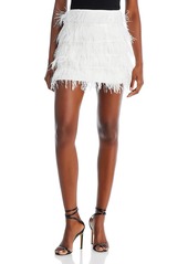 Lucy Womens Tiered Feather A-Line Skirt