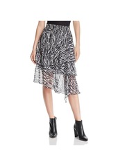 Lucy Zebra Womens Animal Print Tiered Midi Skirt