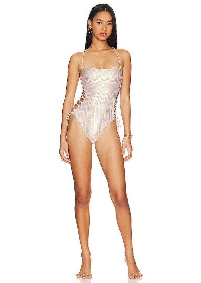 Luli Fama Golden Luli Lace Up One Piece