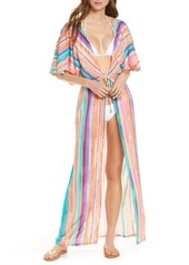 Luli Fama Heat Waves Cover-Up Wrap in Coral Multi at Nordstrom