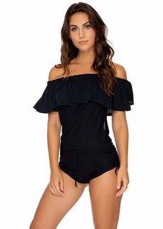 Luli Fama Women's Standard Solids Cosita Buena Drifter Romper Dress Cover UP Swimwear  XS