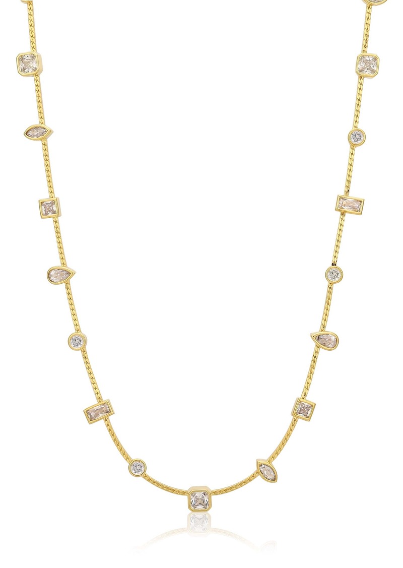 Luv Aj Bezel Stone Stud Necklace- Gold