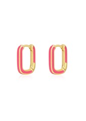 Luv Aj Chain Link Huggies- Hot Pink- Gold