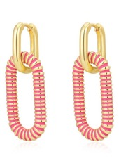 Luv AJ Le Signe Neon Pink Loop Hoop Drop Earrings