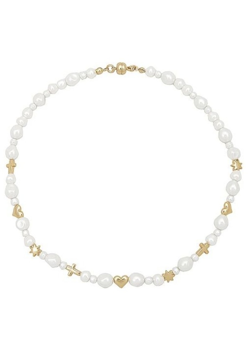 Luv AJ The Etoile Pearl Stud Necklace