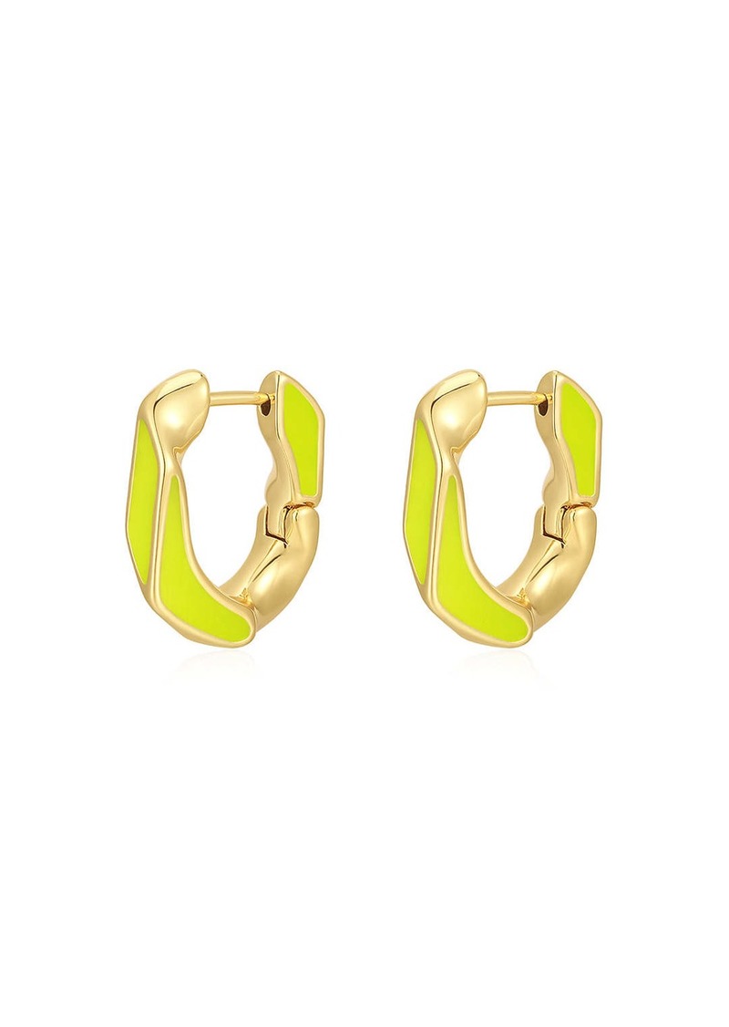 Luv Aj Pave Cuban Link Hoops- Neon Yellow- Gold