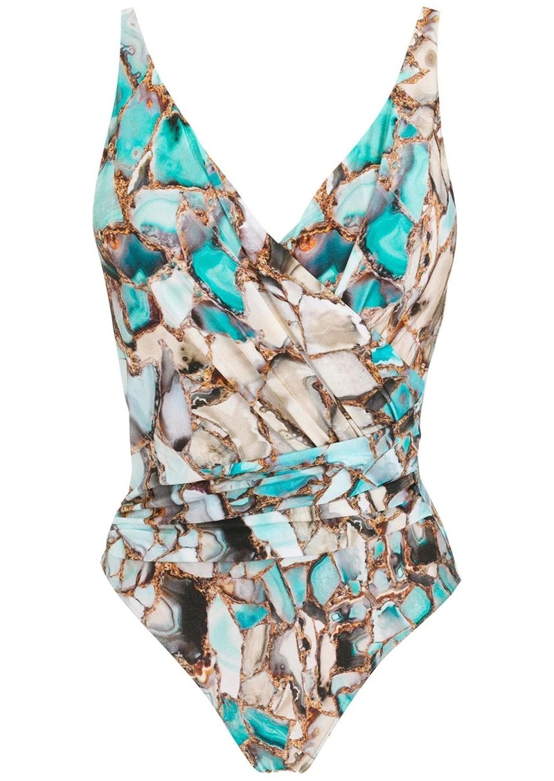 Lygia & Nanny Maisa marble-print swimsuit