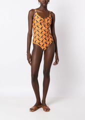 Lygia & Nanny Rosa printed lace-up swimsuit