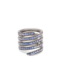 Lynn Ban - Ombré Sapphire & Rhodium Silver Coil Ring - Womens - Blue
