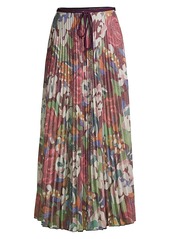 M Missoni Glitter Floral Pleated Midi Skirt