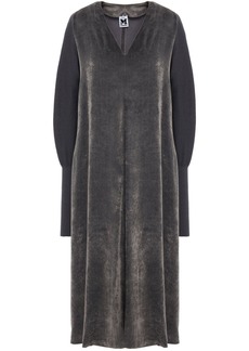 M Missoni - Ribbed knit-paneled velvet midi dress - Gray - IT 40