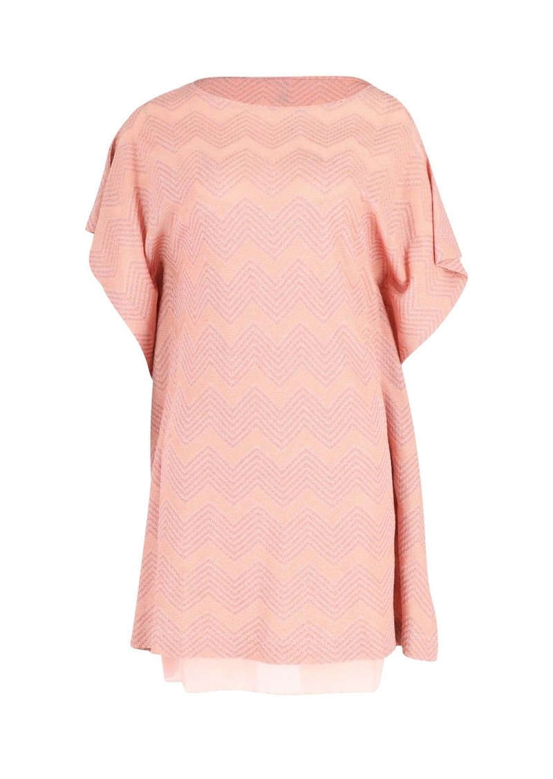 M Missoni Chevron Pattern Knit Kaftan in Pink Polyester