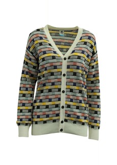 M Missoni Striped Intarsia Cardigan in Multicolor Cotton