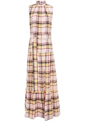 M Missoni Woman Belted Checked Crinkled-sateen Maxi Dress Baby Pink