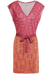 M Missoni Woman Belted Dégradé Crochet-knit Mini Dress Fuchsia