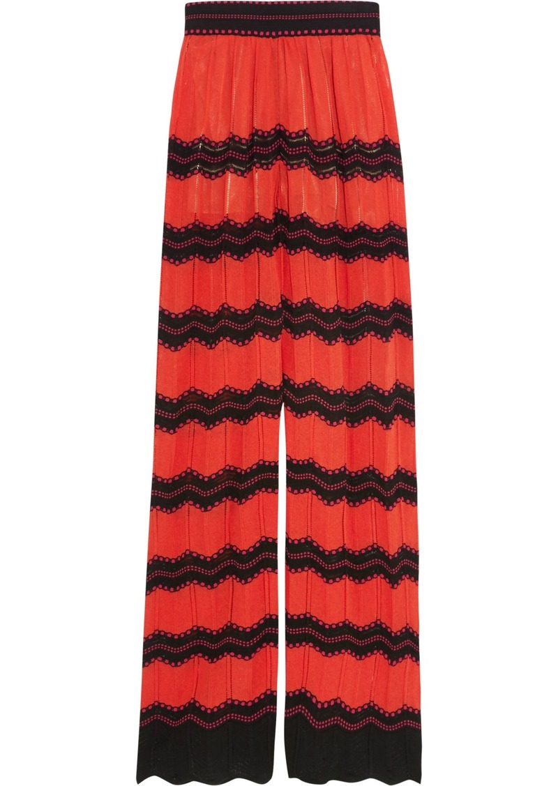 M Missoni Woman Cotton-blend Crochet-knit Wide-leg Pants Red