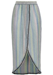 M Missoni - Wrap-effect striped crochet-knit skirt - Blue - XL