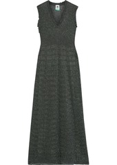 M Missoni Woman Metallic Crochet-knit Maxi Dress Dark Green