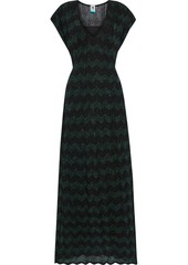 M Missoni Woman Metallic Crochet-knit Midi Dress Emerald