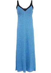 M Missoni Woman Metallic Ribbed Crochet-knit Maxi Dress Light Blue