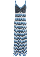 M Missoni Woman Ruffle-trimmed Metallic Crochet-knit Maxi Dress Azure