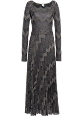 M Missoni Woman Pleated Metallic Crochet-knit Midi Dress Charcoal